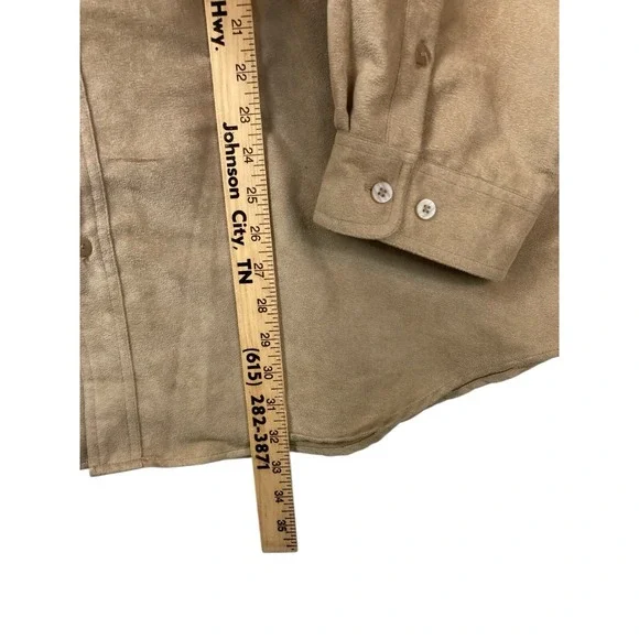 Knightsbridge Brown Faux Suede Button Shirt Men 3X Western Casual Workwear - Picture 6 of 7